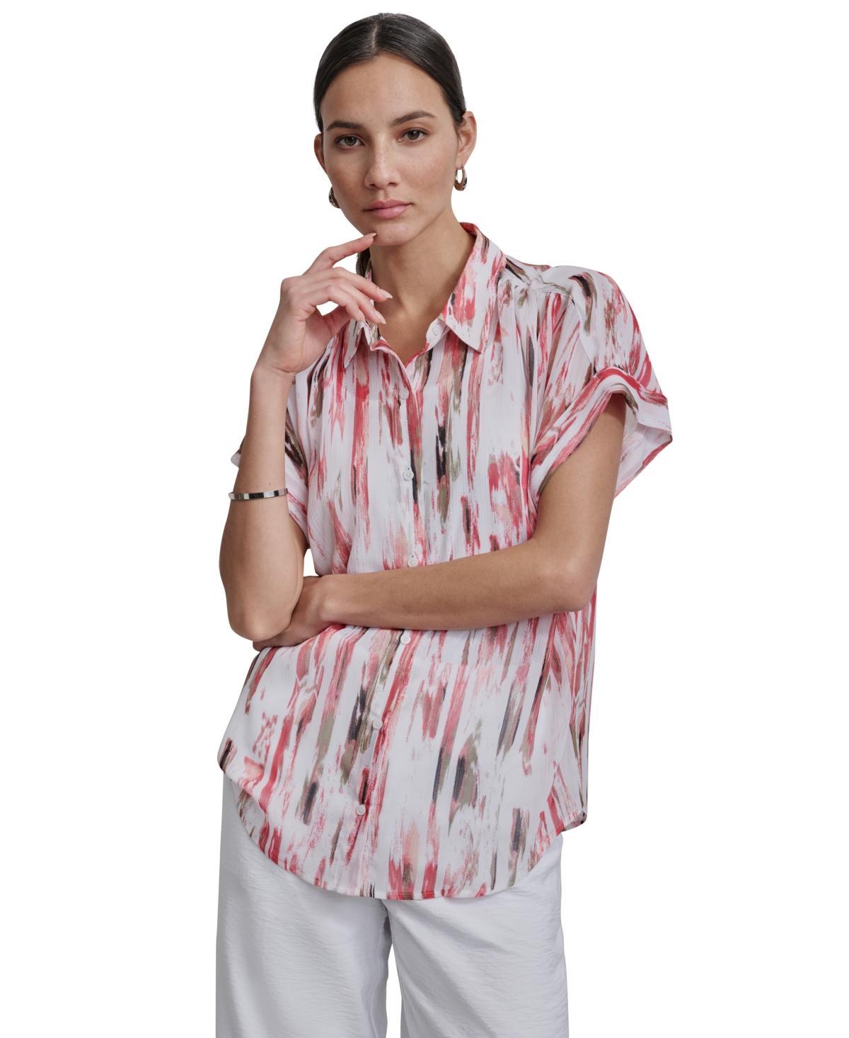 Women's Crinkle Chiffon Printed Dolman-Sleeve Blouse Product Image