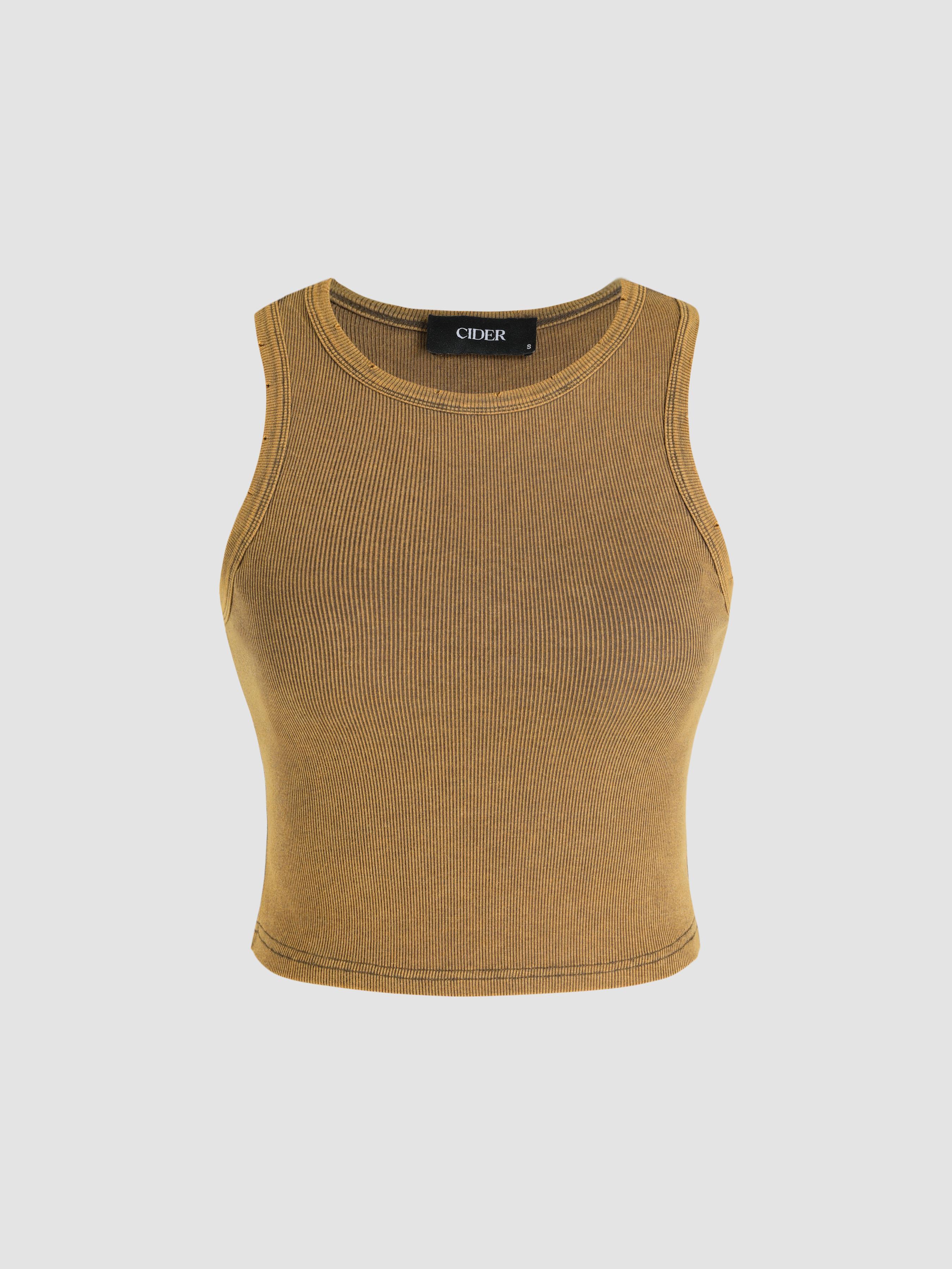 Round Neckline Crop Tank Top Product Image