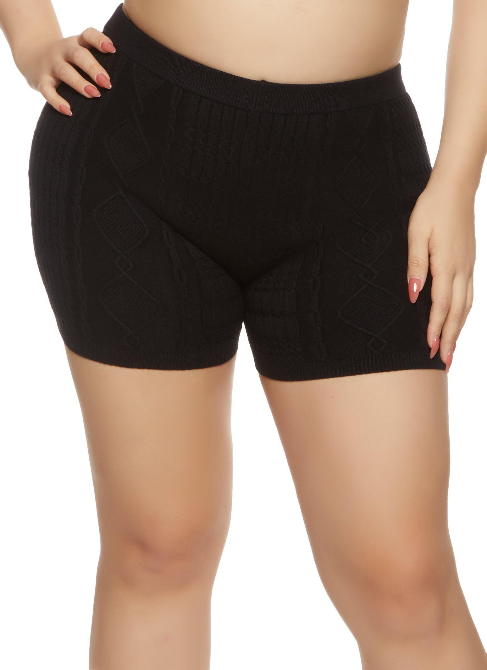 Womens Plus Size Daisy Cable Knit Biker Shorts Product Image