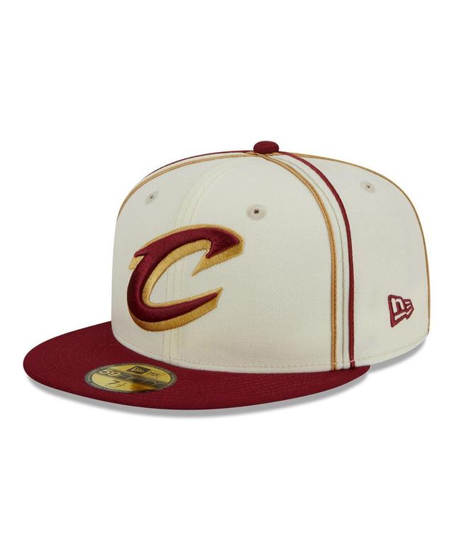 Mens New Era Cream Cleveland Cavaliers Piping 2-Tone 59FIFTY Fitted Hat - Cream Product Image