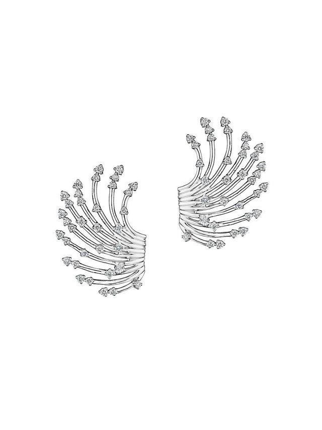 Womens Luminus 18K White Gold & Diamond Fan Earrings Product Image