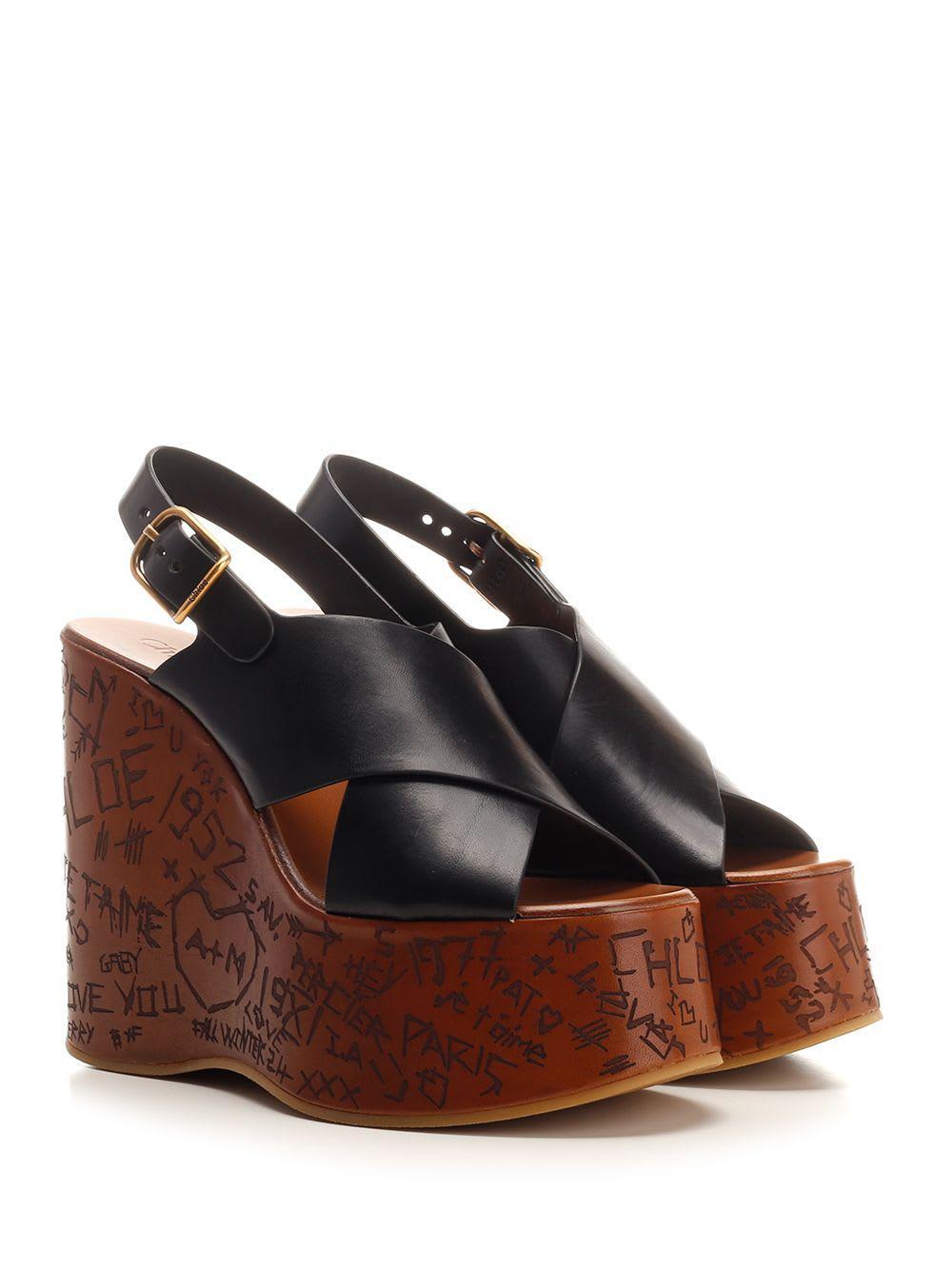 CHLOÉ Maxime Wedge Sandal In Black Product Image