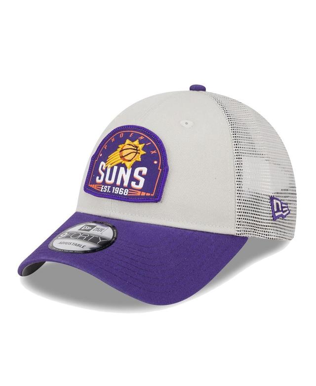 Mens New Era Khaki/Purple Phoenix Suns Throwback Patch Trucker 9FORTY Adjustable Hat Product Image