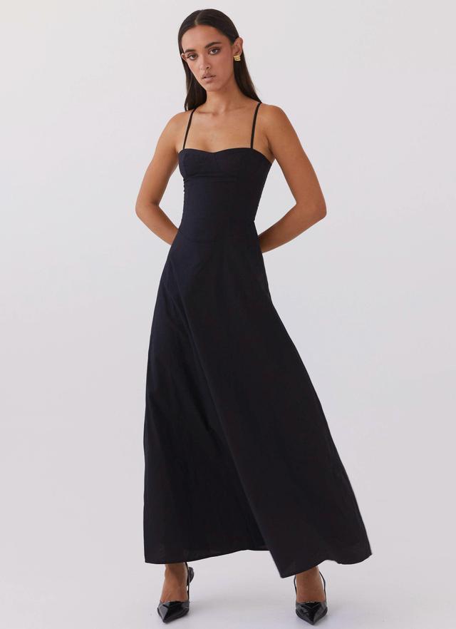 Angelina Linen Maxi Dress - Black Product Image