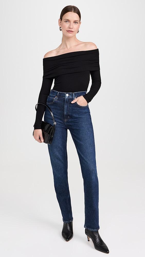 LNA Liya Ribbed Fold Over Top | Shopbop Product Image