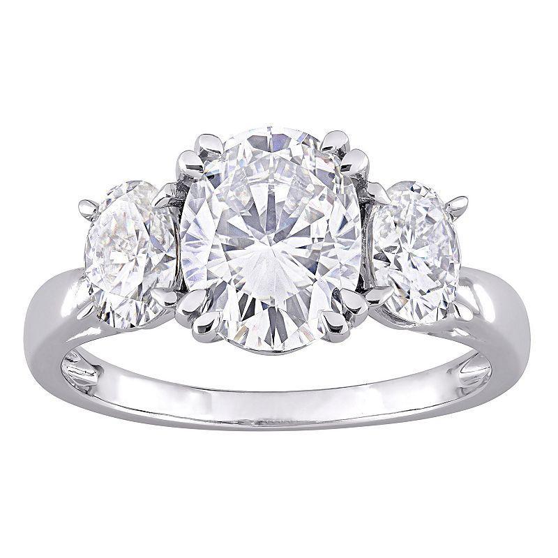 Stella Grace 10k White Gold Lab-Created Moissanite 3-Stone Engagement Ring, Womens Product Image