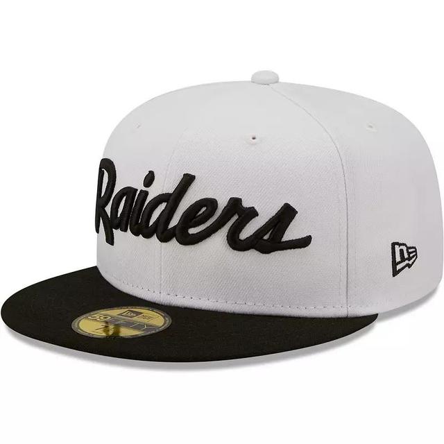 Mens New Era White/Black Las Vegas Raiders Flipside 59FIFTY Fitted Hat Product Image