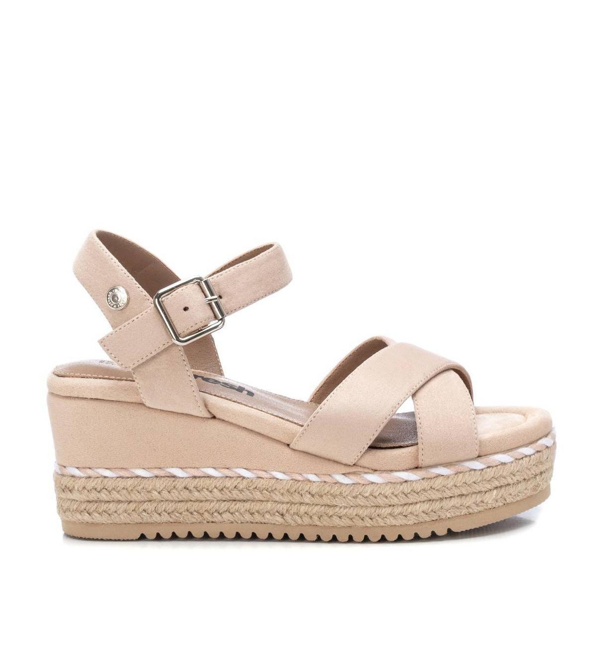 Xti Womens Suede Wedge Sandals By Xti Beige product image