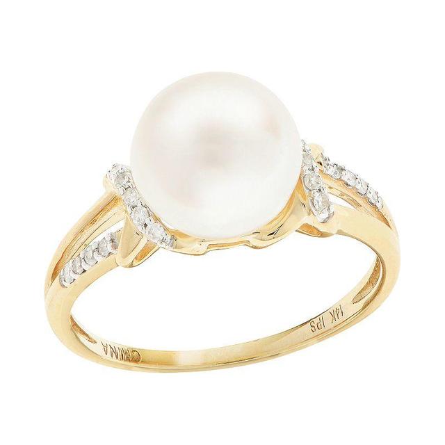 PearLustre by Imperial 14k Gold Freshwater Cultured Pearl and Diamond Accent Ring, Womens White Product Image