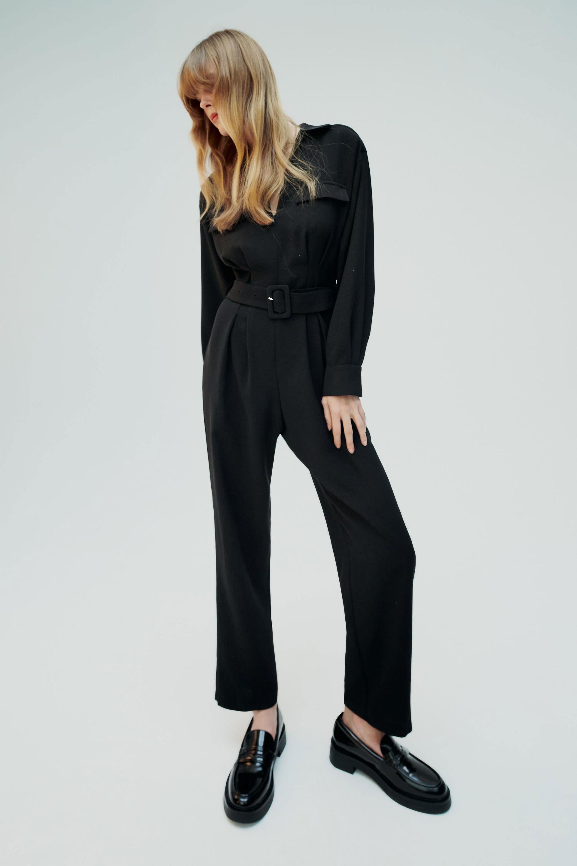 BELTED CREPE JUMPSUIT Product Image