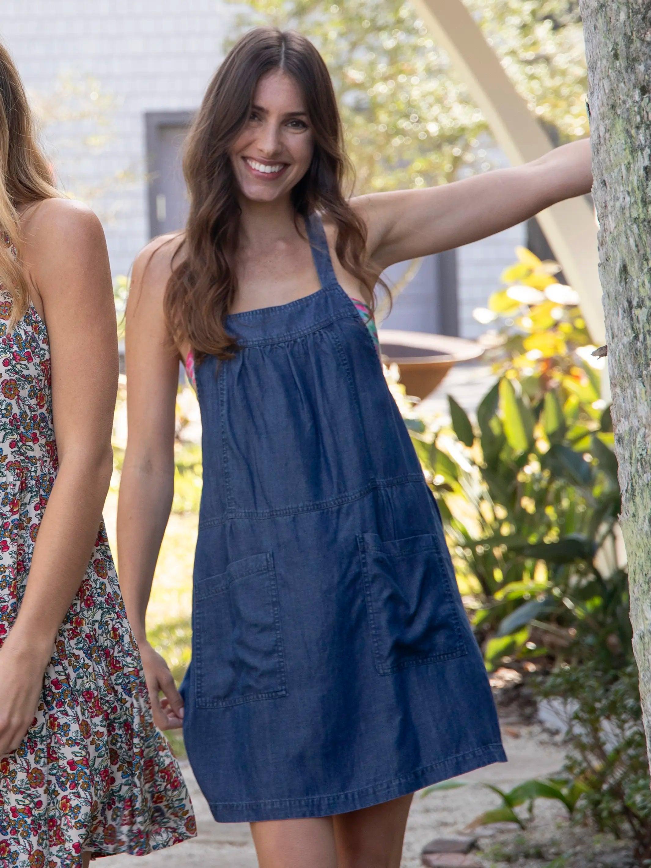 Dakota Tie-Back Mini Dress - Denim Blue Product Image