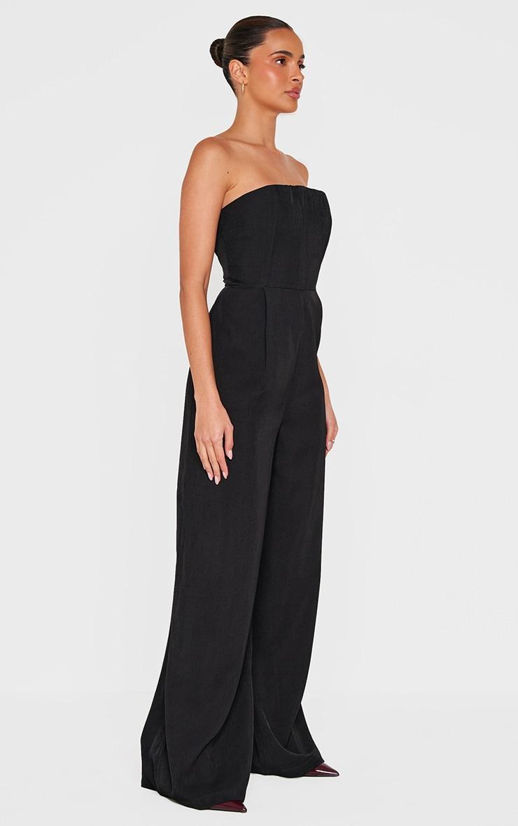 Black Structured Woven Bandeau Boned Detailed Jumpsuit Product Image