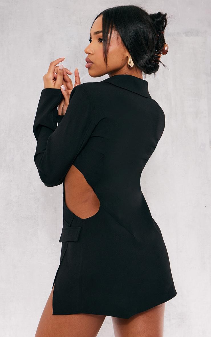 Black One Sided Cut Out Blazer Dress Product Image