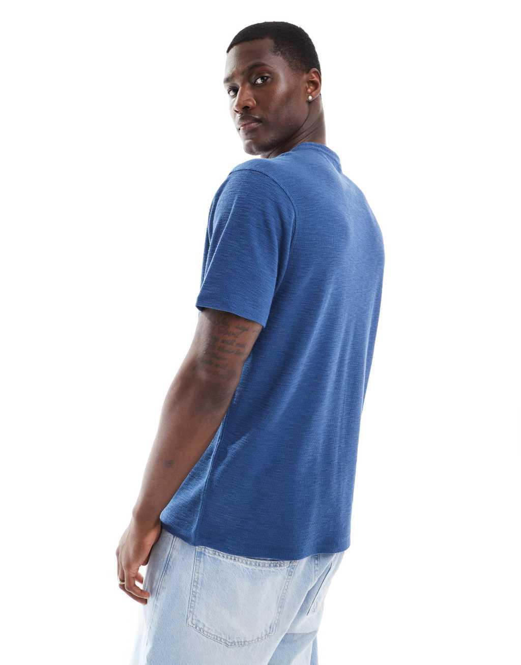 ASOS DESIGN henley T-shirt in navy Product Image