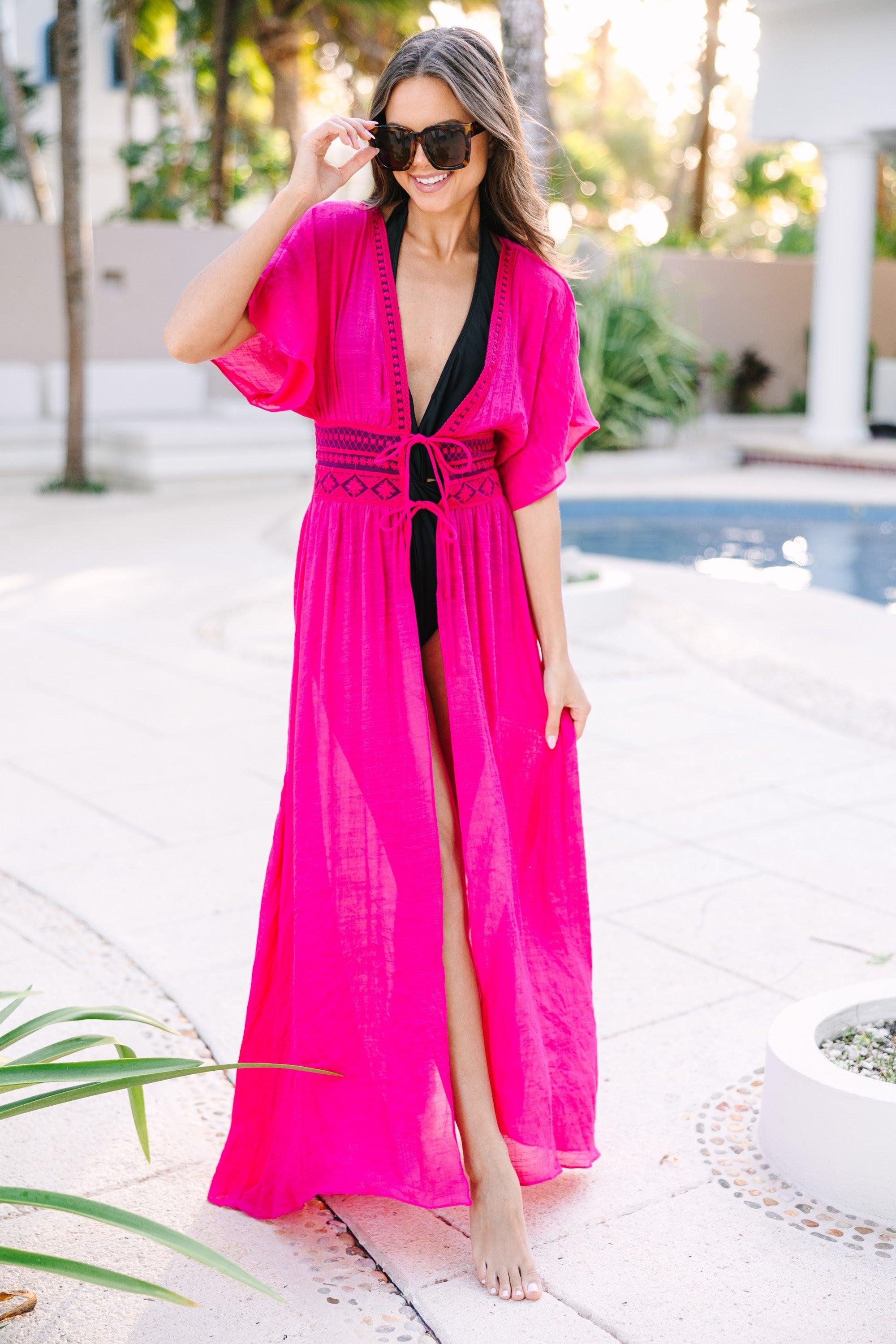 Leave It To Me Fuchsia Pink Cover-Up Kimono Female Product Image