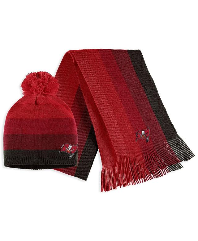 Womens Wear by Erin Andrews Red Tampa Bay Buccaneers Ombre Pom Knit Hat and Scarf Set Product Image