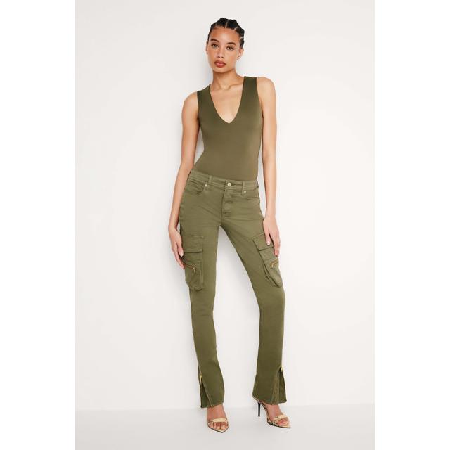 Womens Twill Skinny Cargo Pants | Fatigue, Size 6 | Good American by Khlo Kardashian Product Image