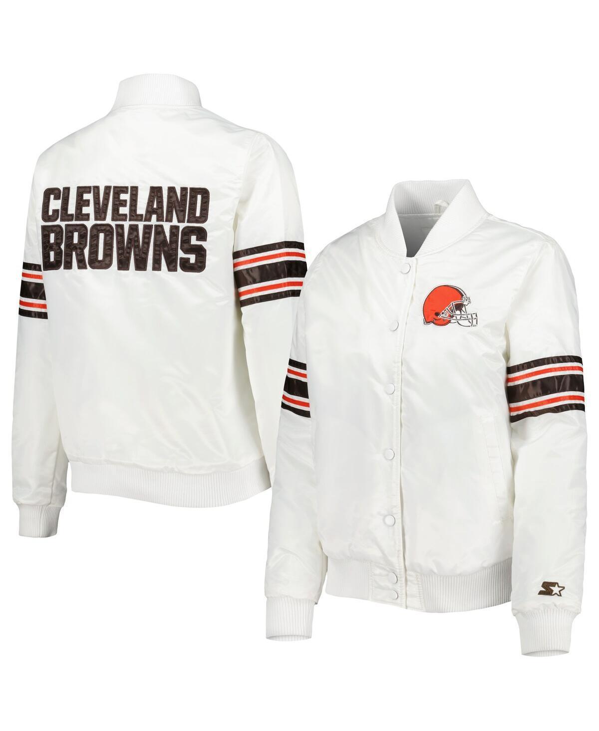 Womens Starter Cleveland Browns Line Up Satin Full-Snap Varsity Jacket Product Image