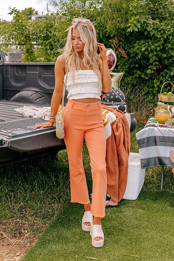 The Quinn High Waist Ankle Flare in Orange Product Image