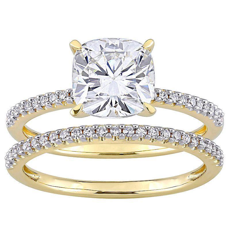 Stella Grace 14k Gold 2 Carat T.W. Lab-Created Moissanite & 1/4 Carat T.W. Diamond Engagement Ring Set, Womens Product Image