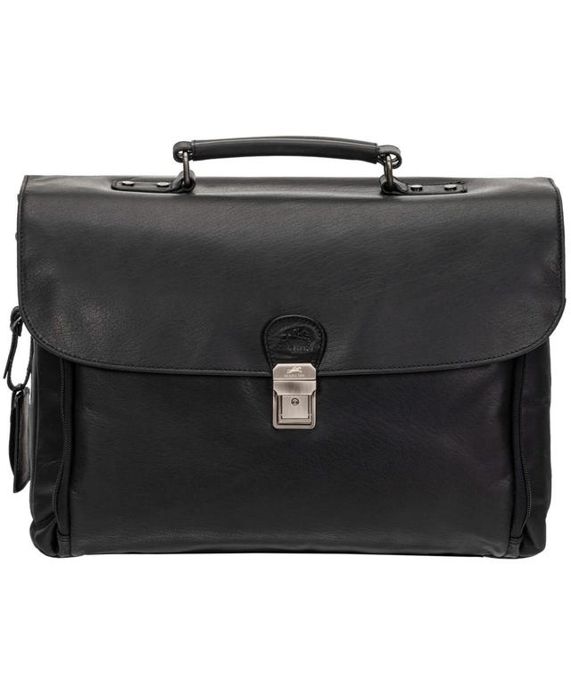 Mancini Mens Buffalo Double Compartment Briefcase for 15.6 Laptop , Tablet - Black Product Image