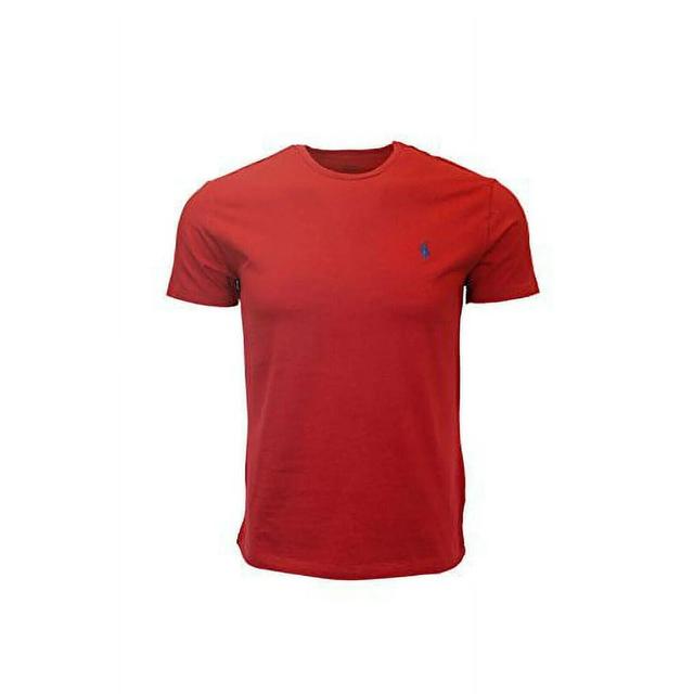 T-shirt Mens Red Cotton Short Sleeve Crew Neck Pullover App226 Product Image