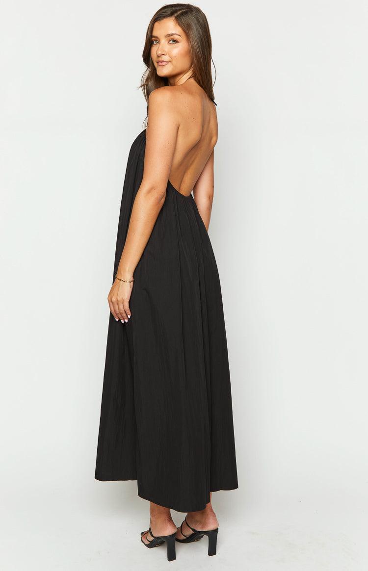 Ziggy Black Halter Neck Maxi Dress Product Image