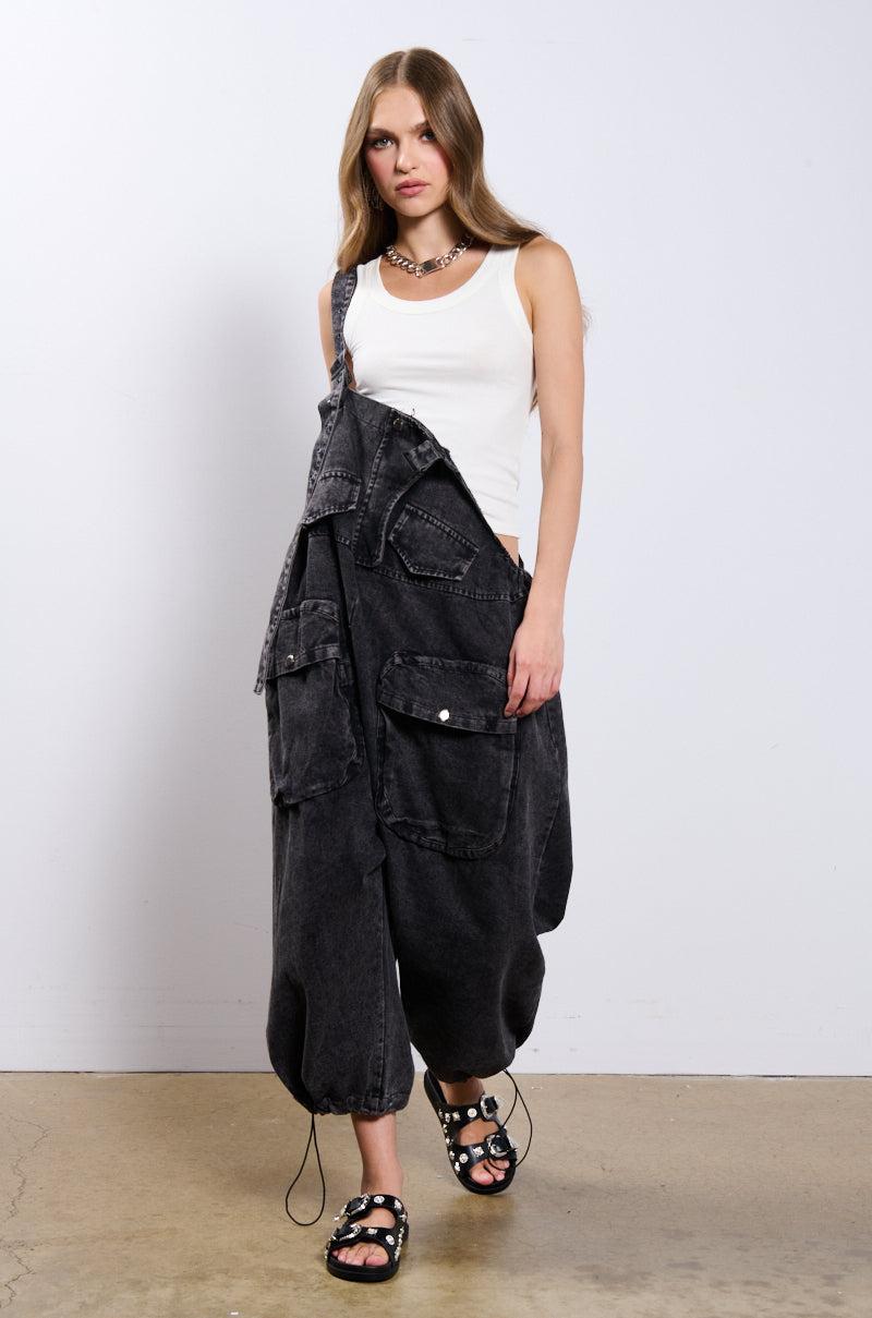 JUST LIKE THAT BAGGY FIT OVERALLS IN GREY Product Image