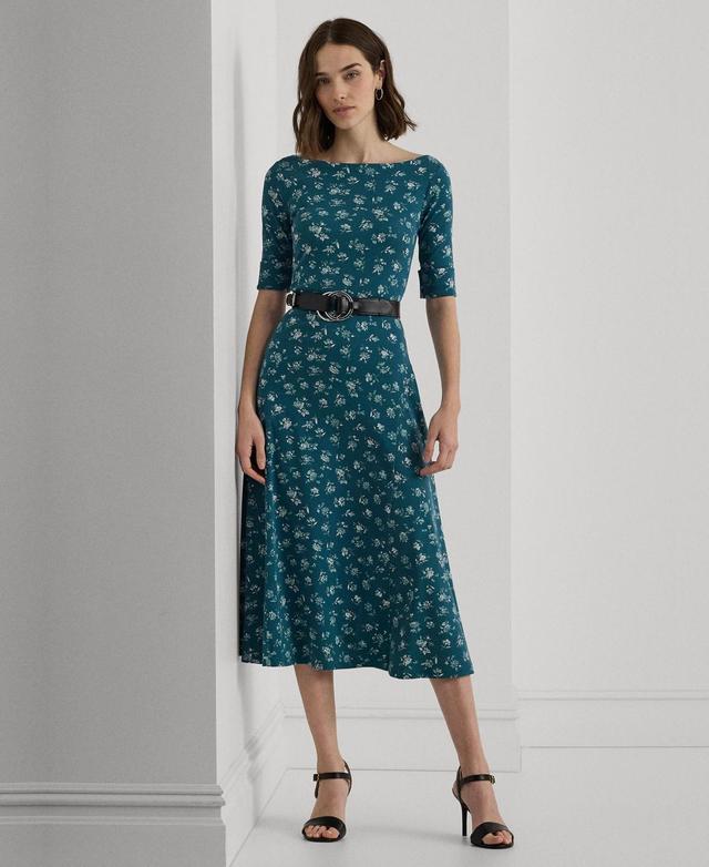 Lauren Ralph Lauren Womens Floral Stretch Cotton Midi Dress Product Image