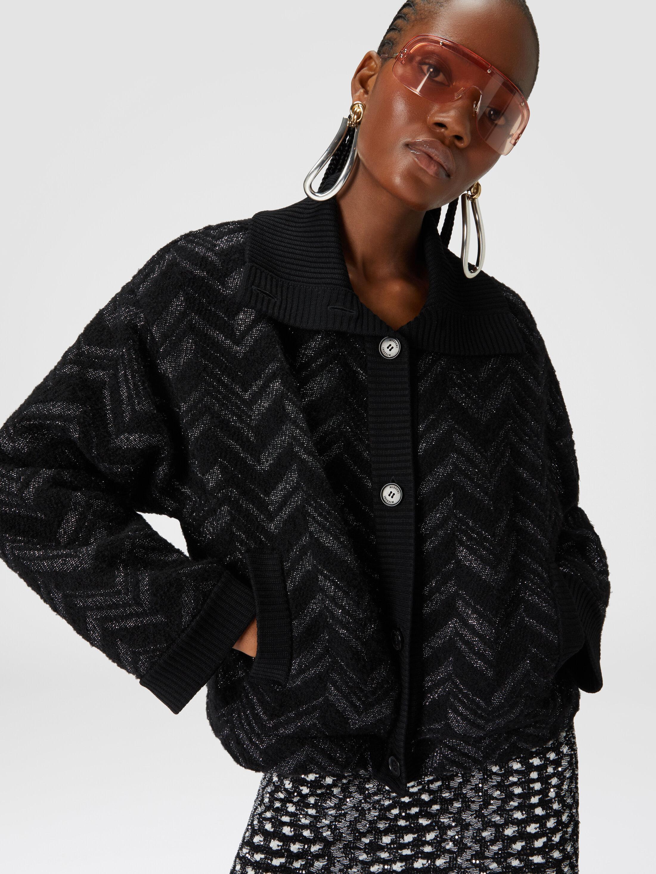 Bouclé knit jacket with lamé chevron Product Image