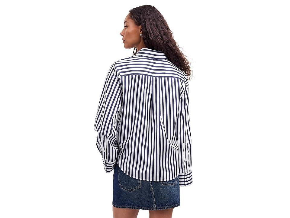 Madewell Y-Neck Stripe (Dark Midnight) Women's Clothing Product Image