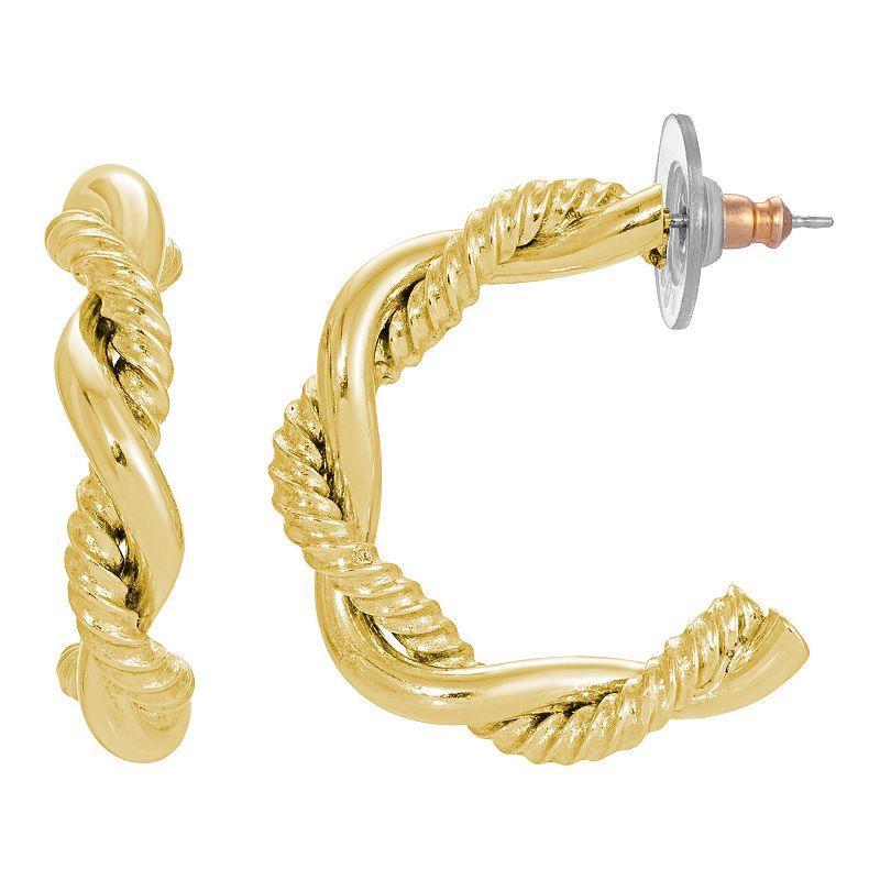 1928 Jewelry Twisted Hoop Earrings, Womens, Yellow Product Image