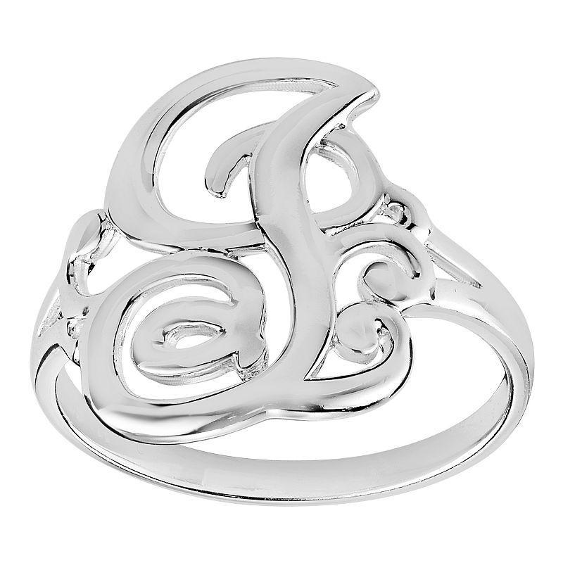 Womens PRIMROSE Sterling silver polished monogram initial B band ring size 7., Womens Grey Product Image