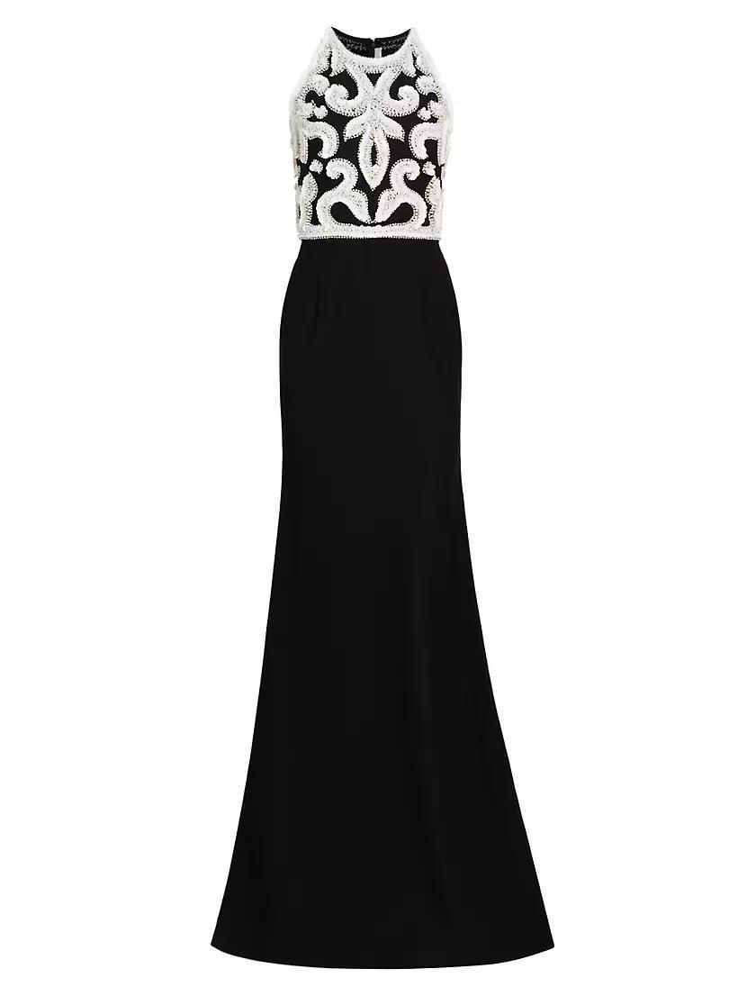 Bead & Sequin-Embellished Sleeveless Trumpet Gown Product Image