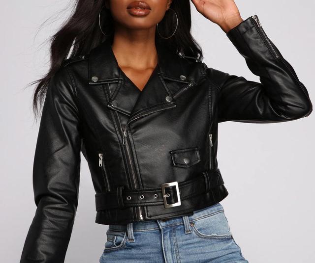 Biker Chic Crop Jacket Product Image