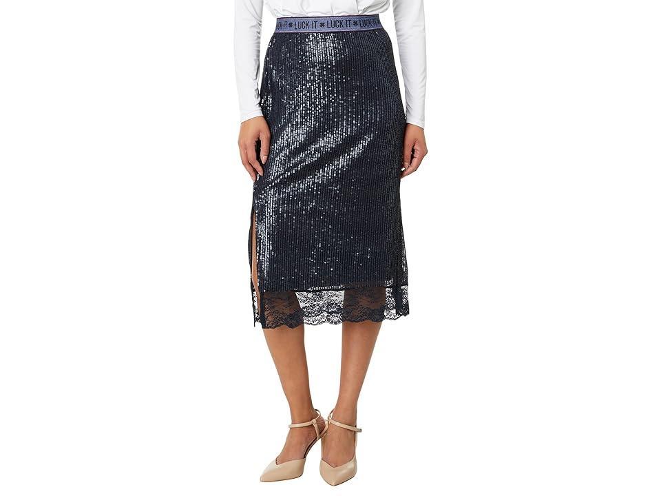 Lucky Brand Sequin Lace Trim Midi Skirt Product Image