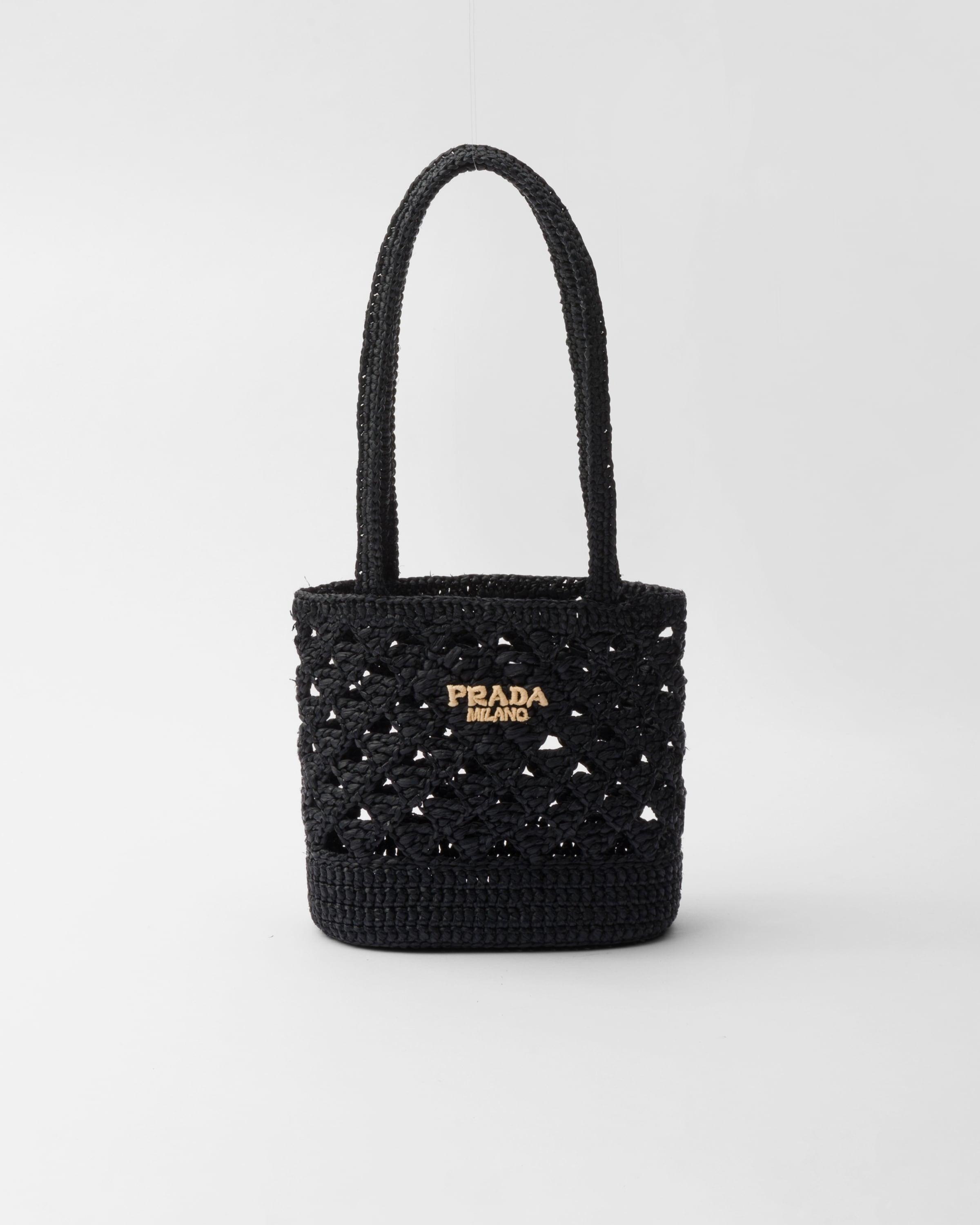 PRADA Women's Small Woven Fabric Crochet Shoulder Bag In F0es7 Nero C Product Image