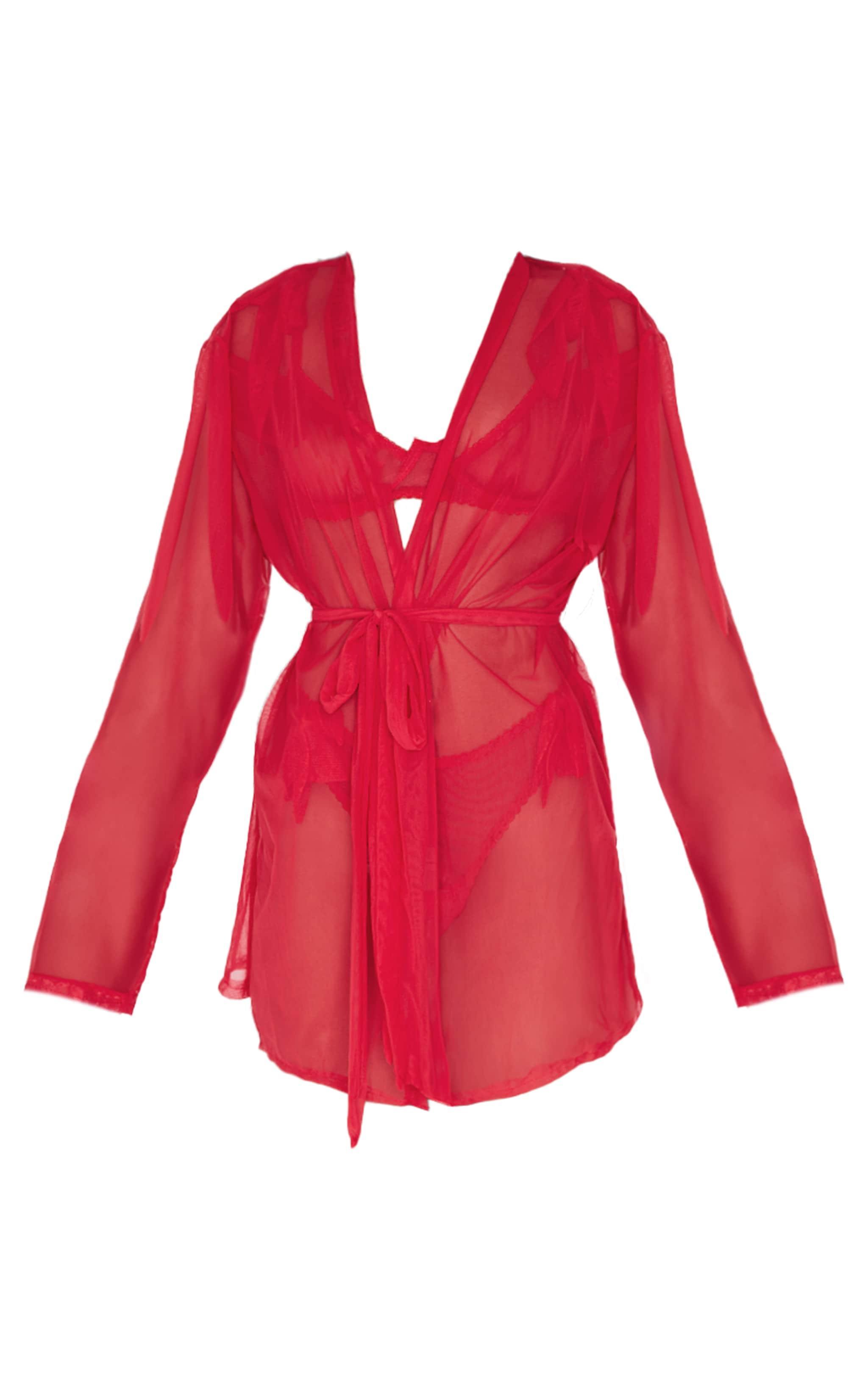 Red Mesh Tie Robe Product Image