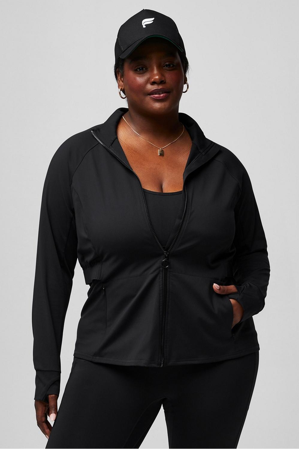 Fabletics Trinity Performance Jacket Womens black plus Size 1X Product Image