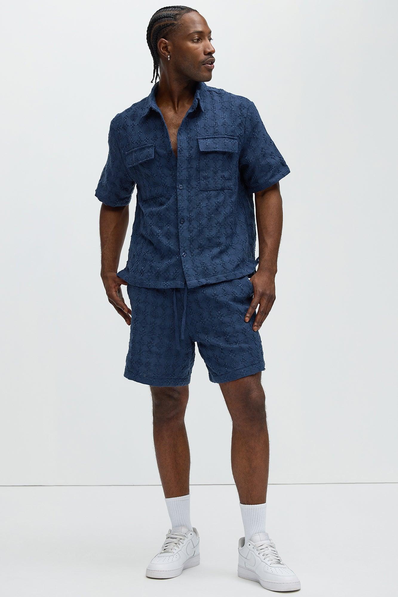 Mav Textured Shorts - Navy Product Image