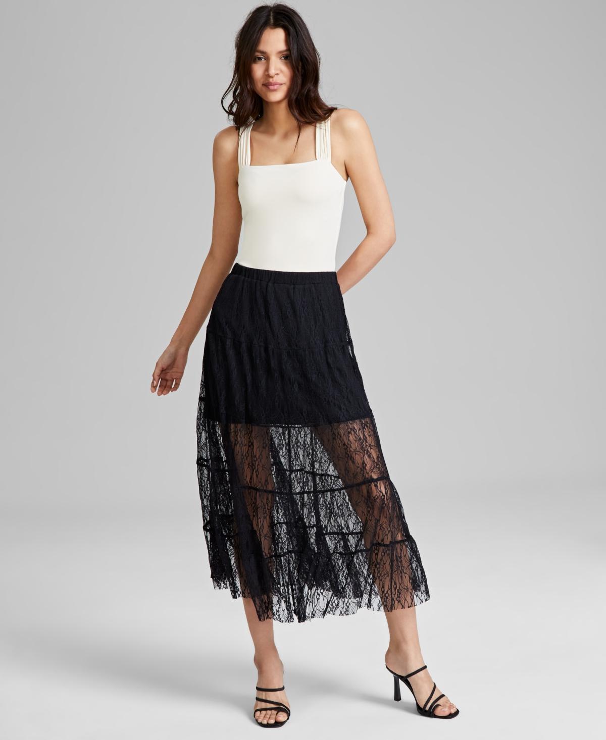 And Now This Womens Pull-On Tiered Lace Maxi Skirt, Created for Macys product image