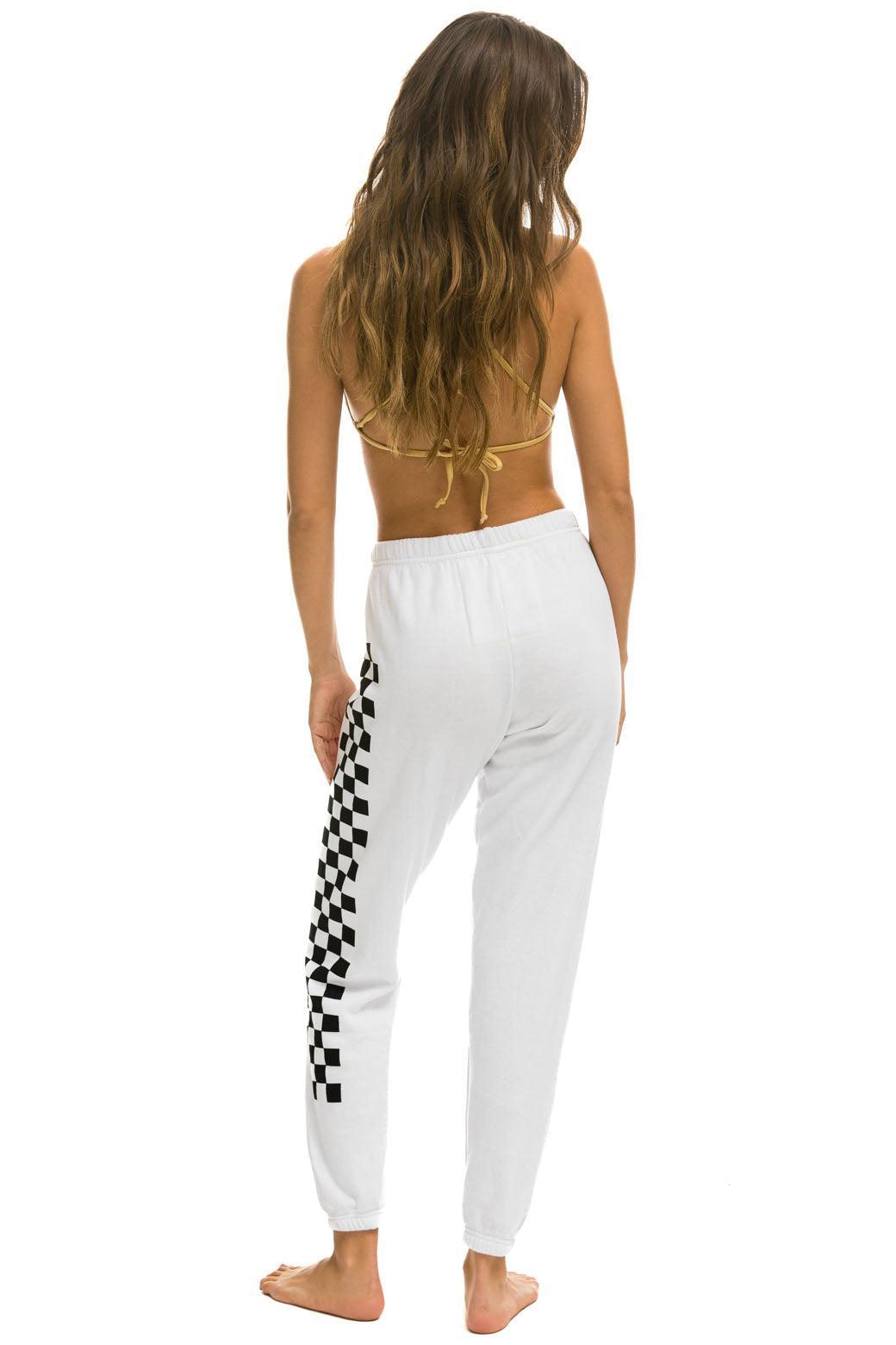 CHECK LEG SWEATPANTS - WHITE Female Product Image