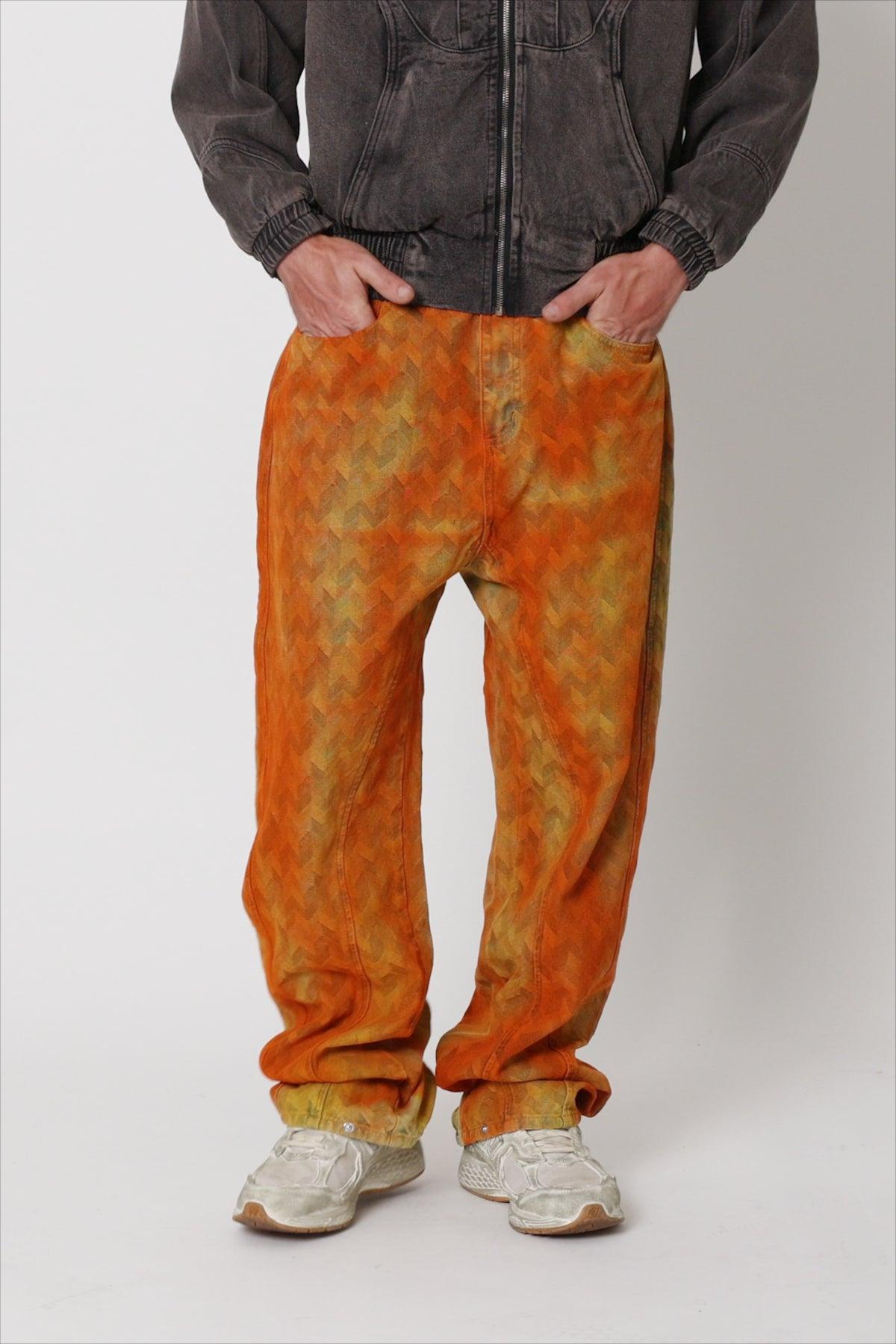 Ultra Baggy Sunny Jacquard Denim - Orange Product Image