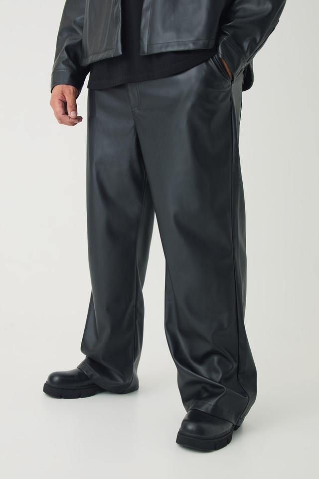 Plus Pu Relaxed Fit Pants | boohooMAN USA Product Image