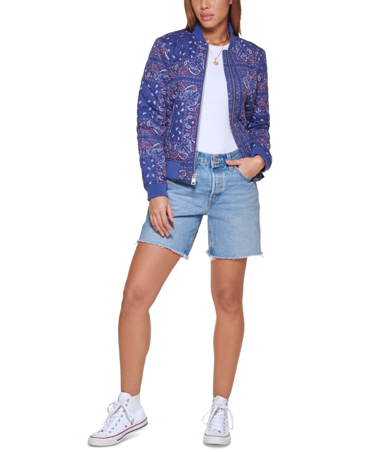 Womens Levis Diamond Quilted Bomber Jacket Blue Product Image