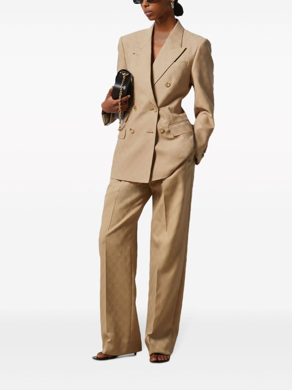 Gg Tailored Wool Trousers In Beige Product Image