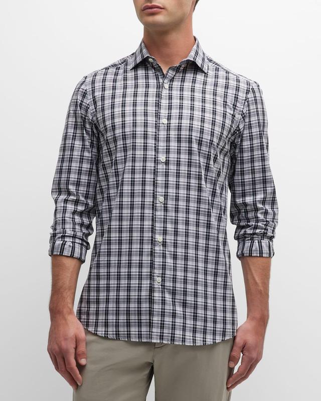 ZEGNA Men's Multi-Check Sport Shirt - Size: SMALL - BLACK CK Product Image