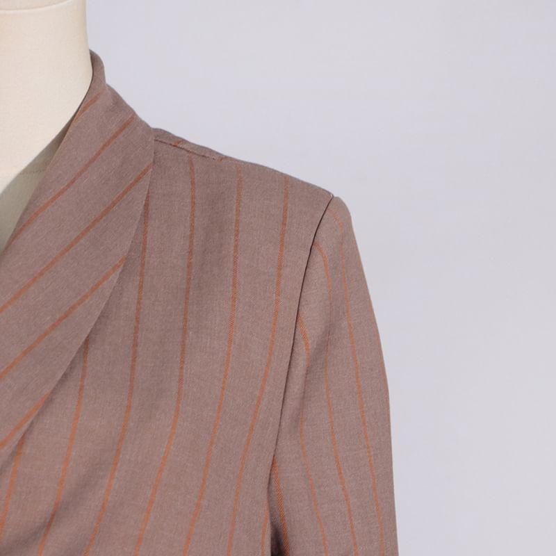 Pinstriped Asymmetrical Single-Breasted Blazer Product Image