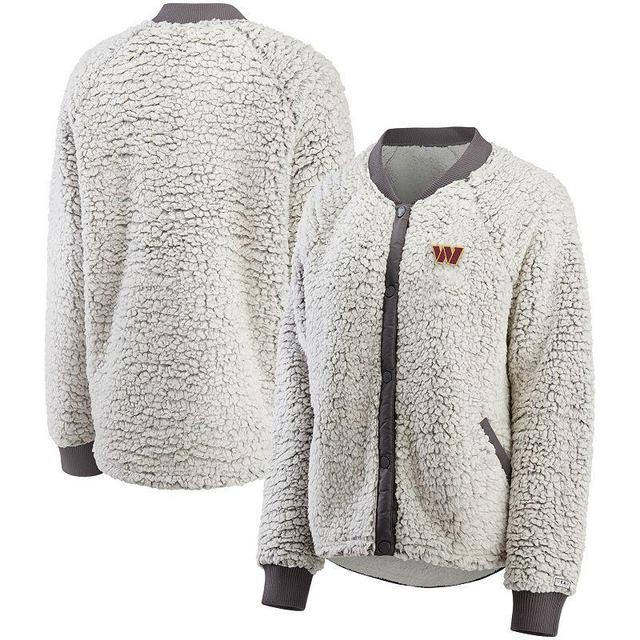 Womens WEAR by Erin Andrews Charcoal Washington Commanders Sherpa Raglan Full-Snap Jacket Product Image