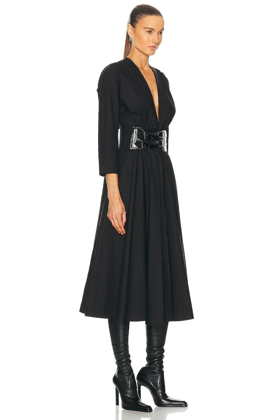 ALAÏA Long Sleeve Belt Dress Black. (also in ). Product Image